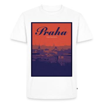 Praha Gradient Cityscape - Men's Premium Organic T-Shirt - white - Front - Nico (187cm)