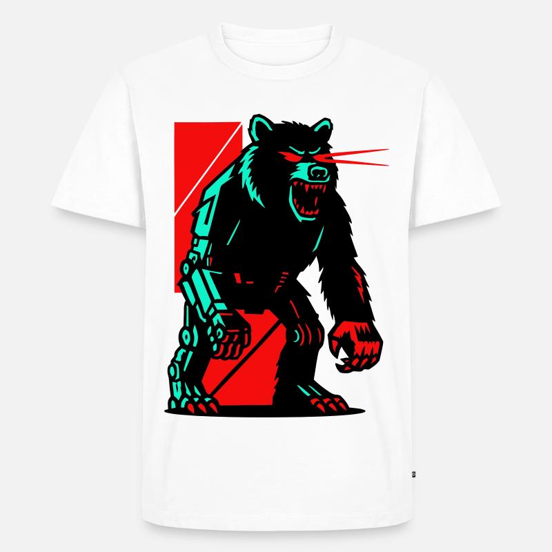 Mecha Techno Bär - Männer Premium Bio T-Shirt - Weiß