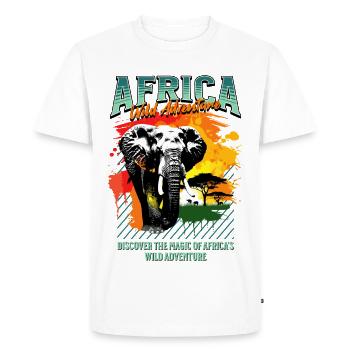 Safari nature aventure éléphant d'Afrique - T-shirt Premium bio Homme - blanc - Devant - Nico (187cm)