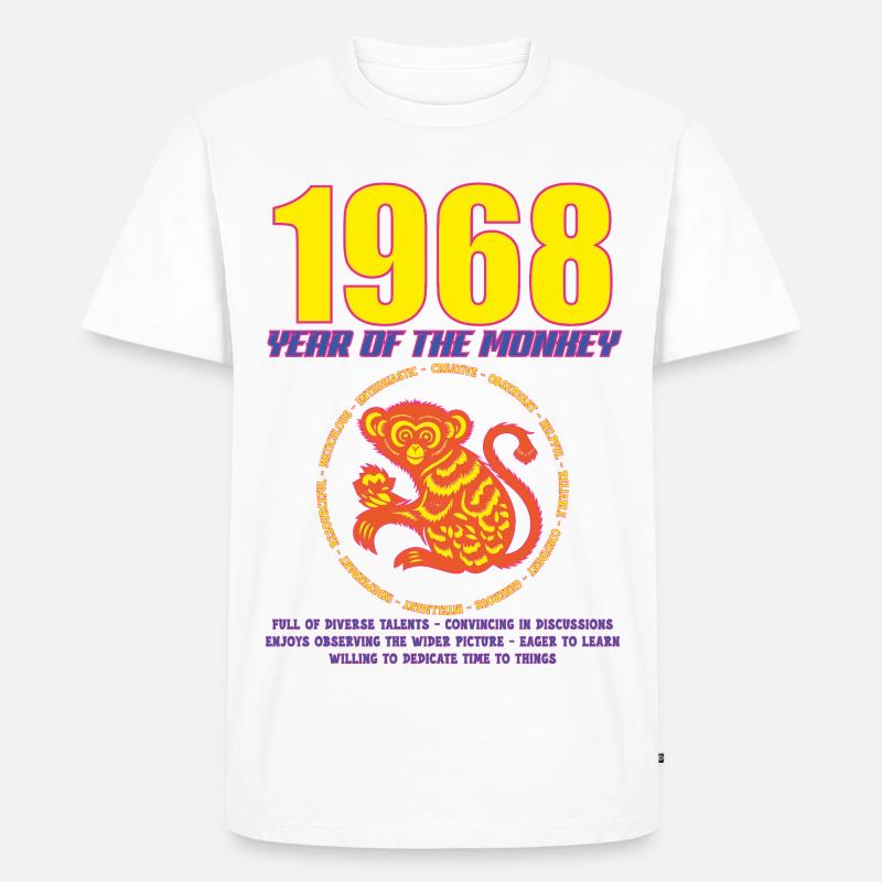1968_MONKEY_fluor - Männer Premium Bio T-Shirt - Weiß