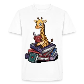 Bookworm Giraffe Animal Reading Books Art - Men's Premium Organic T-Shirt - white - Front - Nico (187cm)