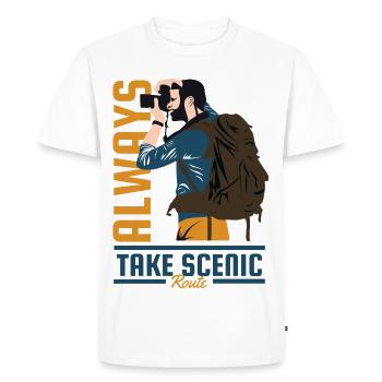 Always Take Scenic Route Travel Adventure - Men's Premium Organic T-Shirt - white - Front - Nico (187cm)