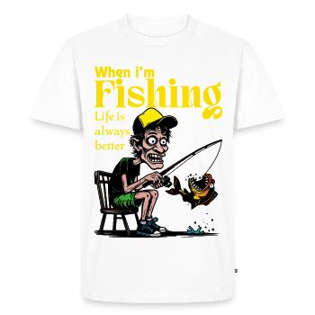 QuandIFishing - T-shirt Premium bio Homme - blanc - Devant - Nico (187cm)