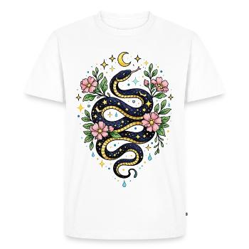 Serpent mystique fleurs lune et étoiles - T-shirt Premium bio Homme - blanc - Devant - Nico (187cm)