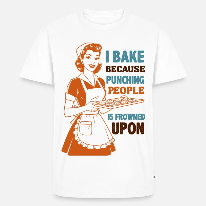 Backenwitz Retro Kitchen Saying: Baking instead of beating - Men's Premium Organic T-Shirt - white