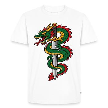 Dragon wrapped around tattoo style sword - Men's Premium Organic T-Shirt - white - Front - Nico (187cm)