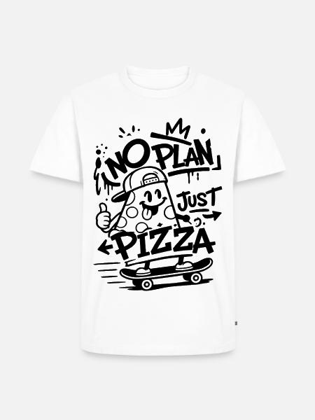 No Plan Just Pizza – Skater-Pizza - Männer Premium Bio T-Shirt - Weiß