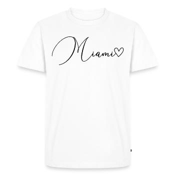 Miami Font - Men's Premium Organic T-Shirt - white - Front - Nico (187cm)