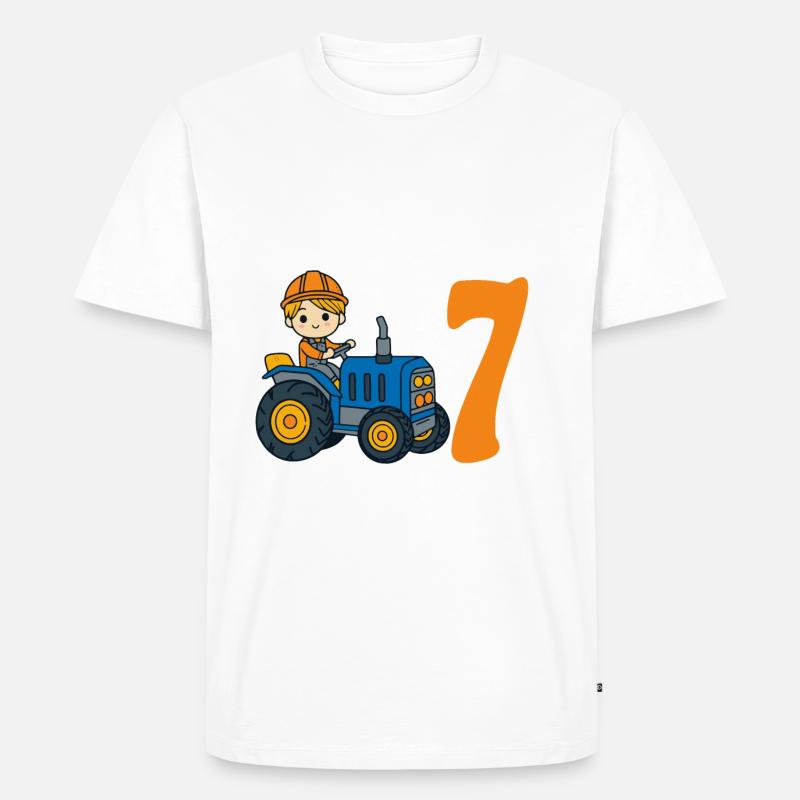 7. Geburtstag Traktor Junge - Männer Premium Bio T-Shirt - Weiß