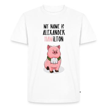 Alexander Hamilton Pig Pig Ham - Men's Premium Organic T-Shirt - white - Front - Nico (187cm)