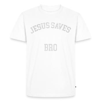 Jesus Saves Bro - Jesus Christ - Christian - T-shirt Premium bio Homme - blanc - Devant - Nico (187cm)