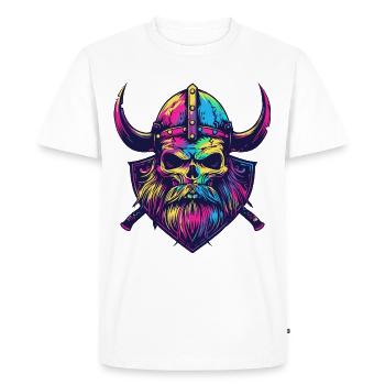 Crâne Viking - T-shirt Premium bio Homme - blanc - Devant - Nico (187cm)