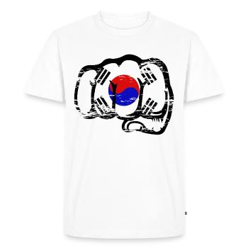 Drapeau de la Corée du Sud Main Poing Utilisé - T-shirt Premium bio Homme - blanc - Devant - Nico (187cm)