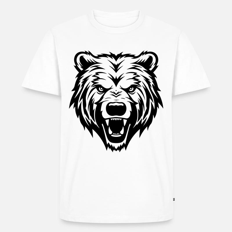 Grizzly Bär Kopf - Männer Premium Bio T-Shirt - Weiß