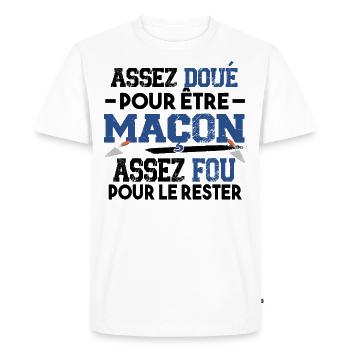 Maçon Ouvrier Bâtiment Métier Brique Cadeau Noël - T-shirt Premium bio Homme - blanc - Devant - Nico (187cm)