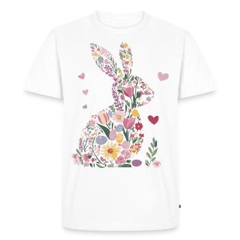 Fleurs de lapin de Pâques Coeurs de printemps - T-shirt Premium bio Homme - blanc - Devant - Nico (187cm)