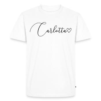 Carlotta Nom Prénom Fille - T-shirt Premium bio Homme - blanc - Devant - Nico (187cm)