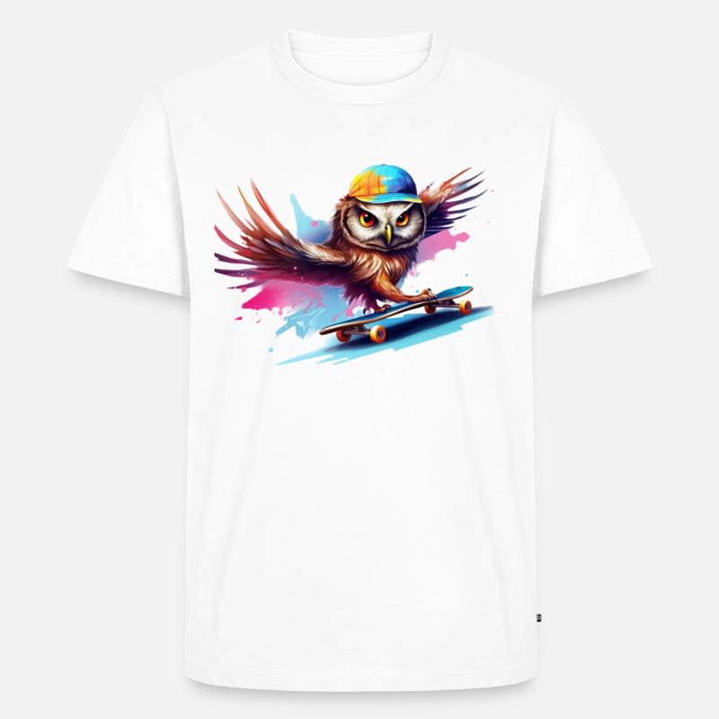 Lustige Eule - Männer Premium Bio T-Shirt - Weiß