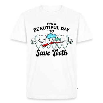 Assistante dentaire - T-shirt Premium bio Homme - blanc - Devant - Nico (187cm)