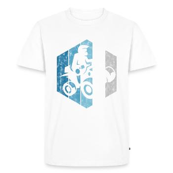 Quadrillage Quad Conduite ATV Hors route Rétro Motocross - T-shirt Premium bio Homme - blanc - Devant - Nico (187cm)