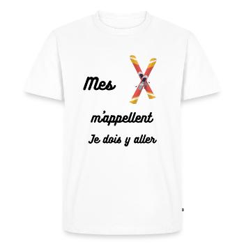 Mes skis m appellent T Shirt humour ski - T-shirt Premium bio Homme - blanc - Devant - Nico (187cm)