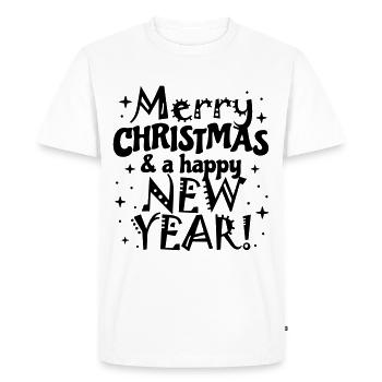 Joyeux Noël, Bonne Année - T-shirt Premium bio Homme - blanc - Devant - Nico (187cm)