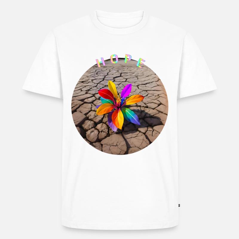 Regenbogenblume der Hoffnung - Männer Premium Bio T-Shirt - Weiß