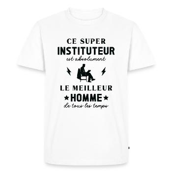 Meilleur Super Instituteur Prof Vintage - T-shirt Premium bio Homme - blanc - Devant - Nico (187cm)