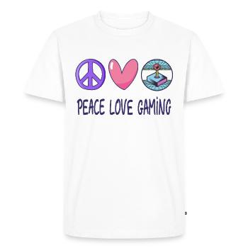 Peace Love Gaming - Men's Premium Organic T-Shirt - white - Front - Nico (187cm)