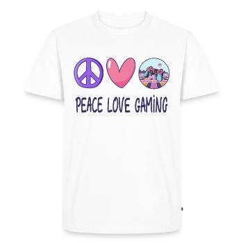 Peace Love Gaming - Men's Premium Organic T-Shirt - white - Front - Nico (187cm)