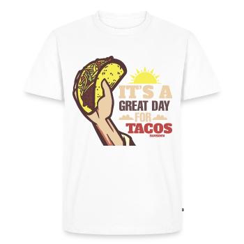 C’est un grand jour pour les tacos - T-shirt Premium bio Homme - blanc - Devant - Nico (187cm)