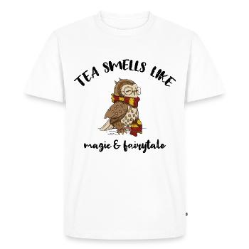 Tea smells like magic & fairytale - Men's Premium Organic T-Shirt - white - Front - Nico (187cm)