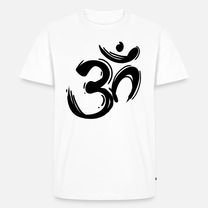 Om Zeichen schwarz - Männer Premium Bio T-Shirt - Weiß