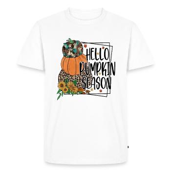 Bonjour la saison des citrouilles - T-shirt Premium bio Homme - blanc - Devant - Nico (187cm)