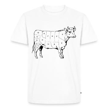 Carte de découpe bovine - T-shirt Premium bio Homme - blanc - Devant - Nico (187cm)