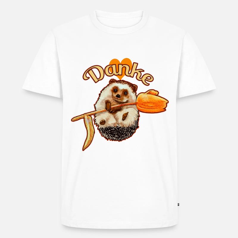 Süßer Igel mit Danke Botschaft - Männer Premium Bio T-Shirt - Weiß