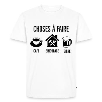 Café bricoler bière 2 - T-shirt Premium bio Homme - blanc - Devant - Nico (187cm)
