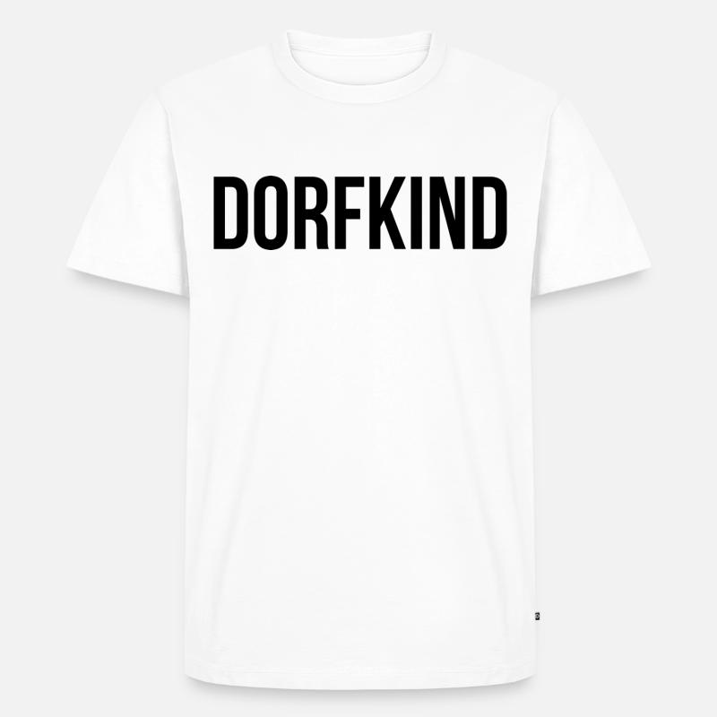 Dorfkind Spruch Schrift - Männer Premium Bio T-Shirt - Weiß