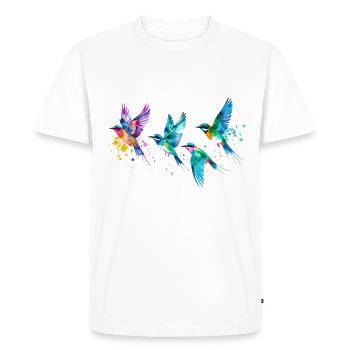oiseaux, oiseaux colorés, vol, illustration, oiseau - T-shirt Premium bio Homme - blanc - Devant - Nico (187cm)