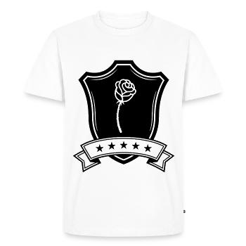 Rose Shield - Men's Premium Organic T-Shirt - white - Front - Nico (187cm)