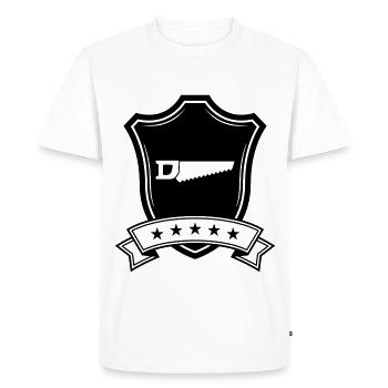 Armoiries de l’icône de scie - T-shirt Premium bio Homme - blanc - Devant - Nico (187cm)