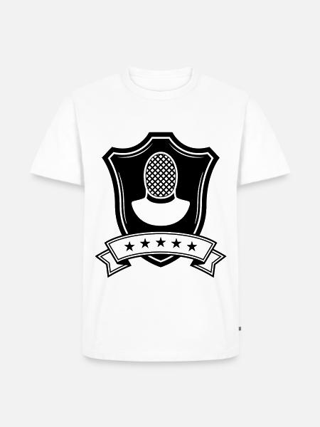 Fechten Maske Wappen - Männer Premium Bio T-Shirt - Weiß