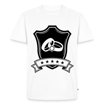 Anneaux de mariage Armoiries de mariage - T-shirt Premium bio Homme - blanc - Devant - Nico (187cm)