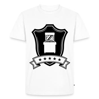 Armoiries Retro Gamer - T-shirt Premium bio Homme - blanc - Devant - Nico (187cm)