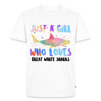 Shark Girl White Sharks Sea Saying Gift - Men's Premium Organic T-Shirt - white - Front - Nico (187cm)