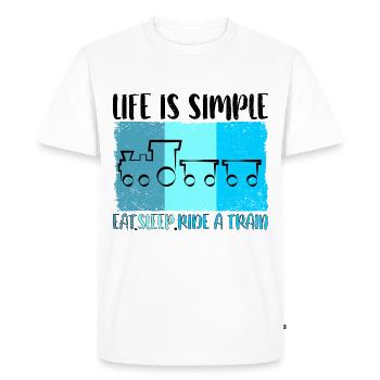 Train Chemin de fer Trains Trains Conducteurs de train - T-shirt Premium bio Homme - blanc - Devant - Nico (187cm)