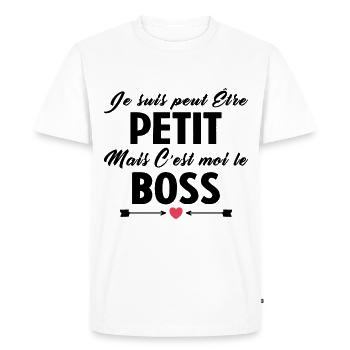 C'est Moi Le Boss Cadeau Bébé Garçon Humour - T-shirt Premium bio Homme - blanc - Devant - Nico (187cm)