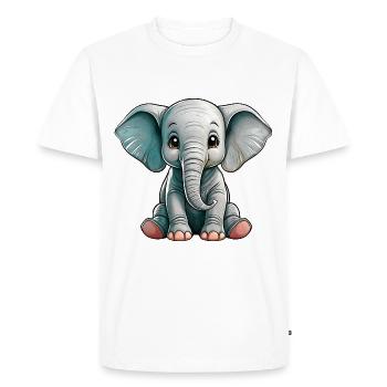 Petit Eléphant - T-shirt Premium bio Homme - blanc - Devant - Nico (187cm)