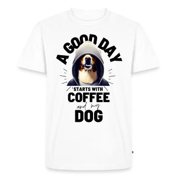 A GOOD DAY BEGINS... DOG Dog Coffee - Men's Premium Organic T-Shirt - white - Front - Nico (187cm)