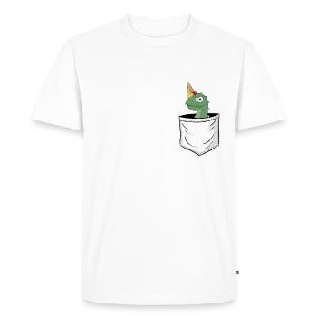 Dinosaures avec de la glace | Licorne Dino en poche - T-shirt Premium bio Homme - blanc - Devant - Nico (187cm)
